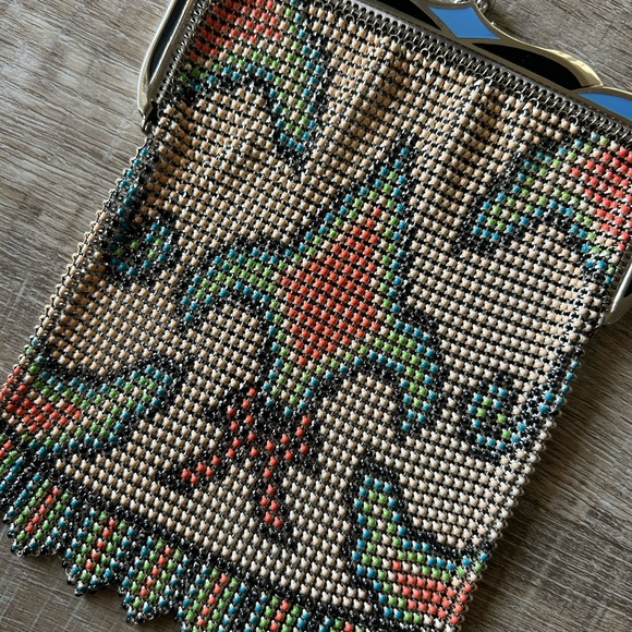 Vintage Whiting & Davis Art Deco Multi color Enameled Mesh Purse Bag RARE MINT - Picture 2 of 13